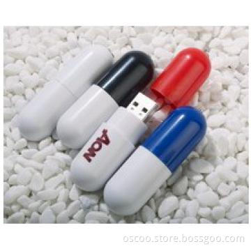 Pill shape usb flash drive in custom logo